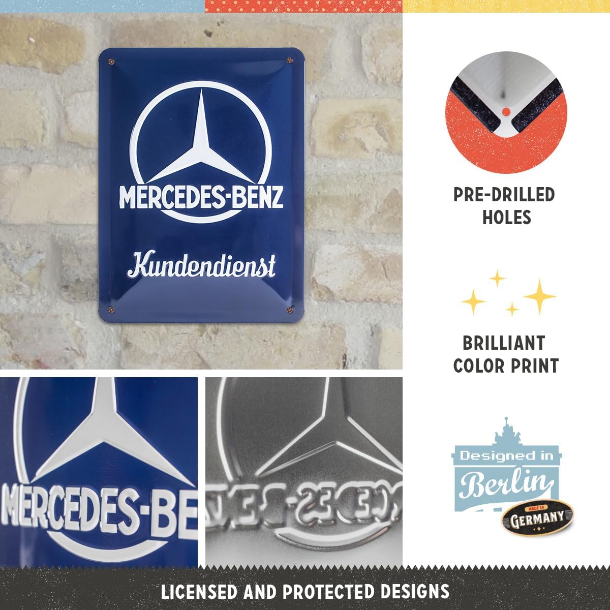 Nostalgic-Art 26226 Mercedes-Benz-Kundendienst, Metal, Colourful, 15 x 20 cm