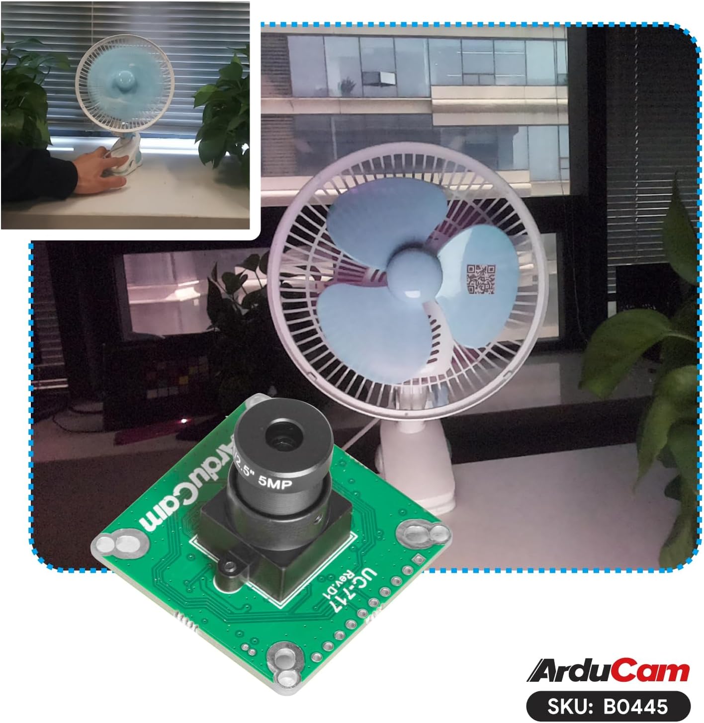 Arducam for Raspberry Pi Camera Module 60fps Global Shutter 1.58MP IMX296 Camera with M12 Lens Equipped with 15-22pin FPC Flexible Cable for Raspberry Pi 5, 3, 4 A/B