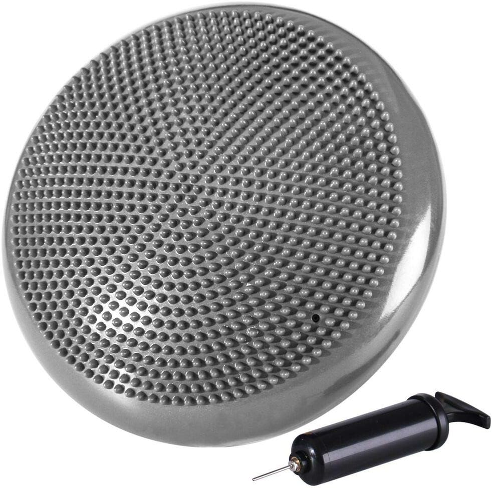 Grey Stability Disc Wobble Cushion Balance Pad Fitness Accessory with Free Pump Included!