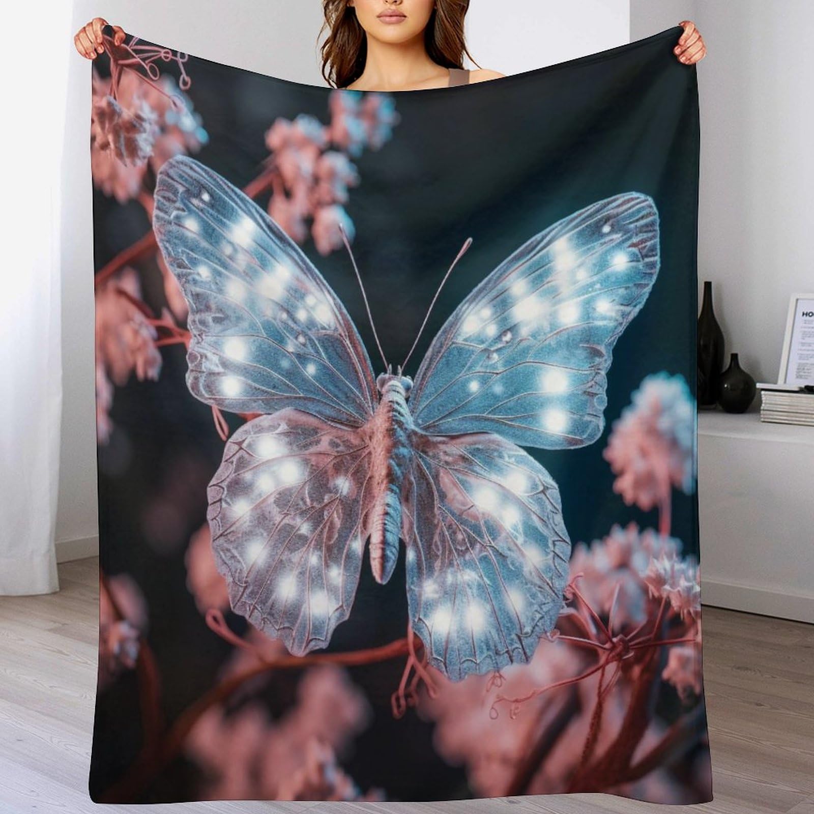Manta de franela de mariposa para sofá de 100x130 cm multicolor
