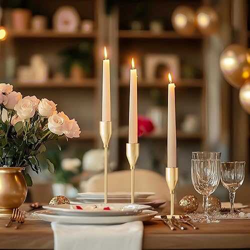 Miniatura 5 de Portavelas cónicos de oro francés para centro de mesa de boda, portavelas cónicos altos a granel, juego de 6 portavelas de metal para comedor o