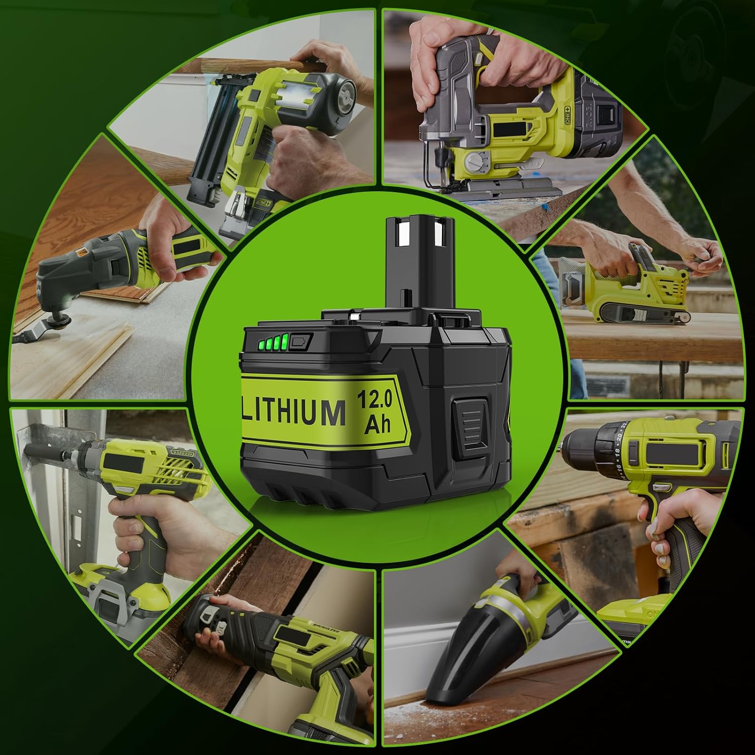 ARyee 12.0Ah 18V P108 P109 Replacement for Ryobi 18V Battery P102 P103 P104 P105 P107 P106 Compatible with Ryobi ONE+18Volt Cordless Power Tool Battery - Image 8