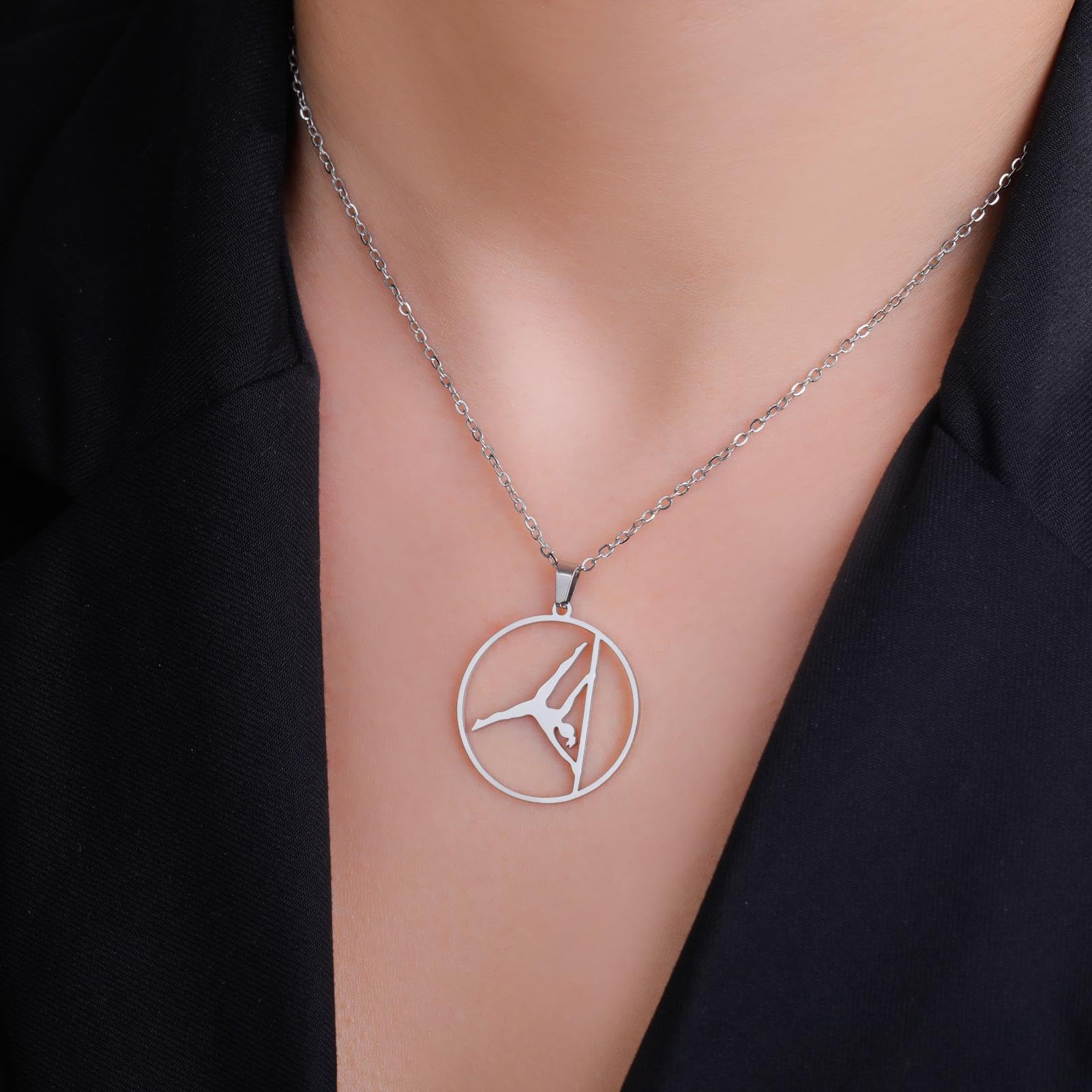 Classico Collana Uomo Donna Gioielli Ciondolo Pendente Necklace Artistic Gymnastics Pole Dance Support Action Pendant Necklace