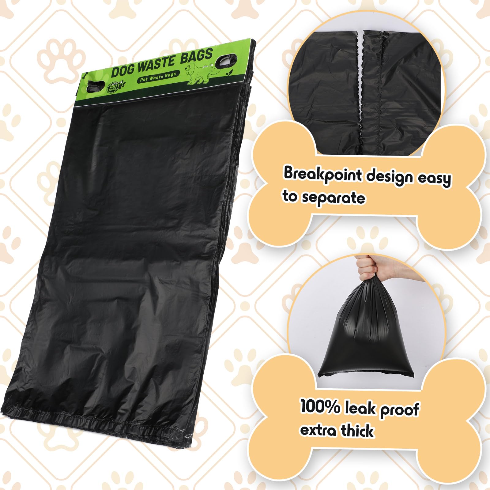 Ireer 1000 bolsas de cabeza a granel para perros y mascotas, bolsas a prueba de fugas, bolsas fáciles de tirar para excrementos de perros, estación de residuos de perros, dispensador de agujeros para