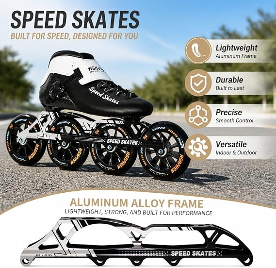 Inline Speed Skates for Women Men, Professional Carbon Fibre Roller Skates Blades for Female Male, High Performance Fitness Inline Skates