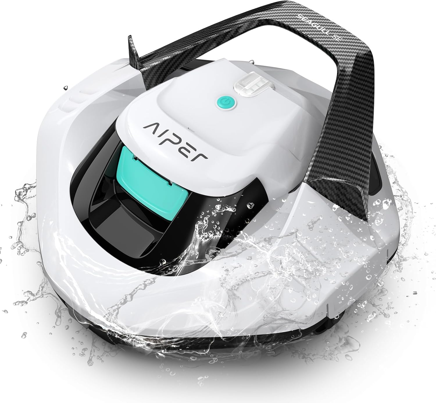 (2026 Upgrade) AIPER Seagull SE Cordless Robotic Pool Cleaner, Above Ground Pool Vacuum with LED Indicator, Lasts 100 Mins, Self-Parking, Ideal for Flat Pools up to 860 sq.ft, Pearl & Cyan