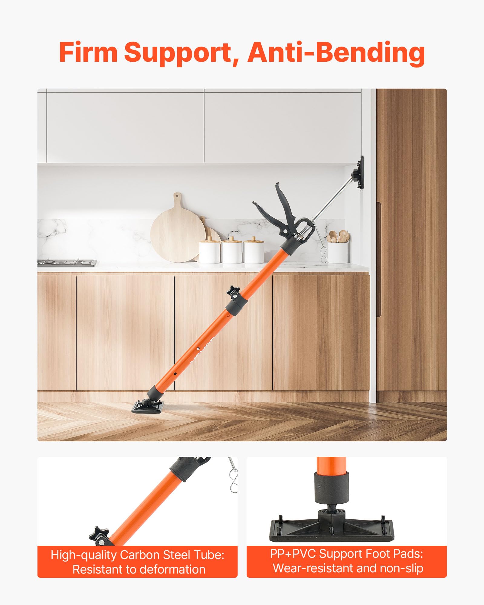 VEVOR Asta di Supporto, Confezione da 2, Telescopica Rapida in Acciaio da 53-115 cm, Sistema Regolabile a 3 Mani, Capacità Fino a 70 kg, per Martinetto per Armadietti, Barre di Carico