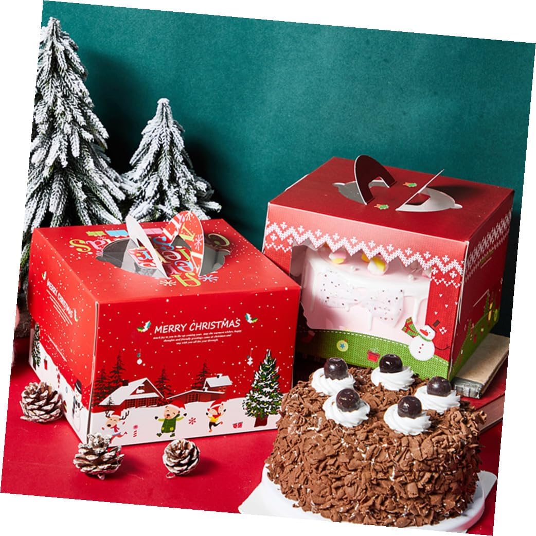 10pcs Christmas Cupcake Boxes Base Window Cake Storage Container for Desserts for Weddings Birthdays and Holiday Celebrations