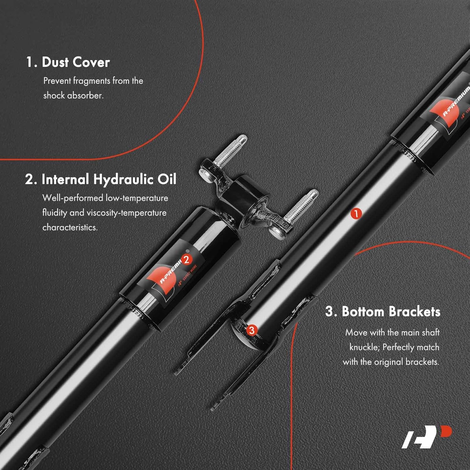 A-Premium Front Pair (2) Shock Absorber Compatible with Chevrolet Silverado 2500 HD 2011-2022, Silverado 3500 HD 2011-2020 & GMC Sierra 2500 HD 2011-2019, Sierra 3500 HD 2011-2020