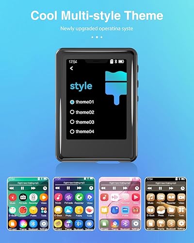 Miniatura 3 de Reproductor MP3 de 64 GB con Bluetooth 5.3, pantalla táctil completa MP3 MP4 reproductor de música altavoz integrado, radio FM, grabadora de voz,