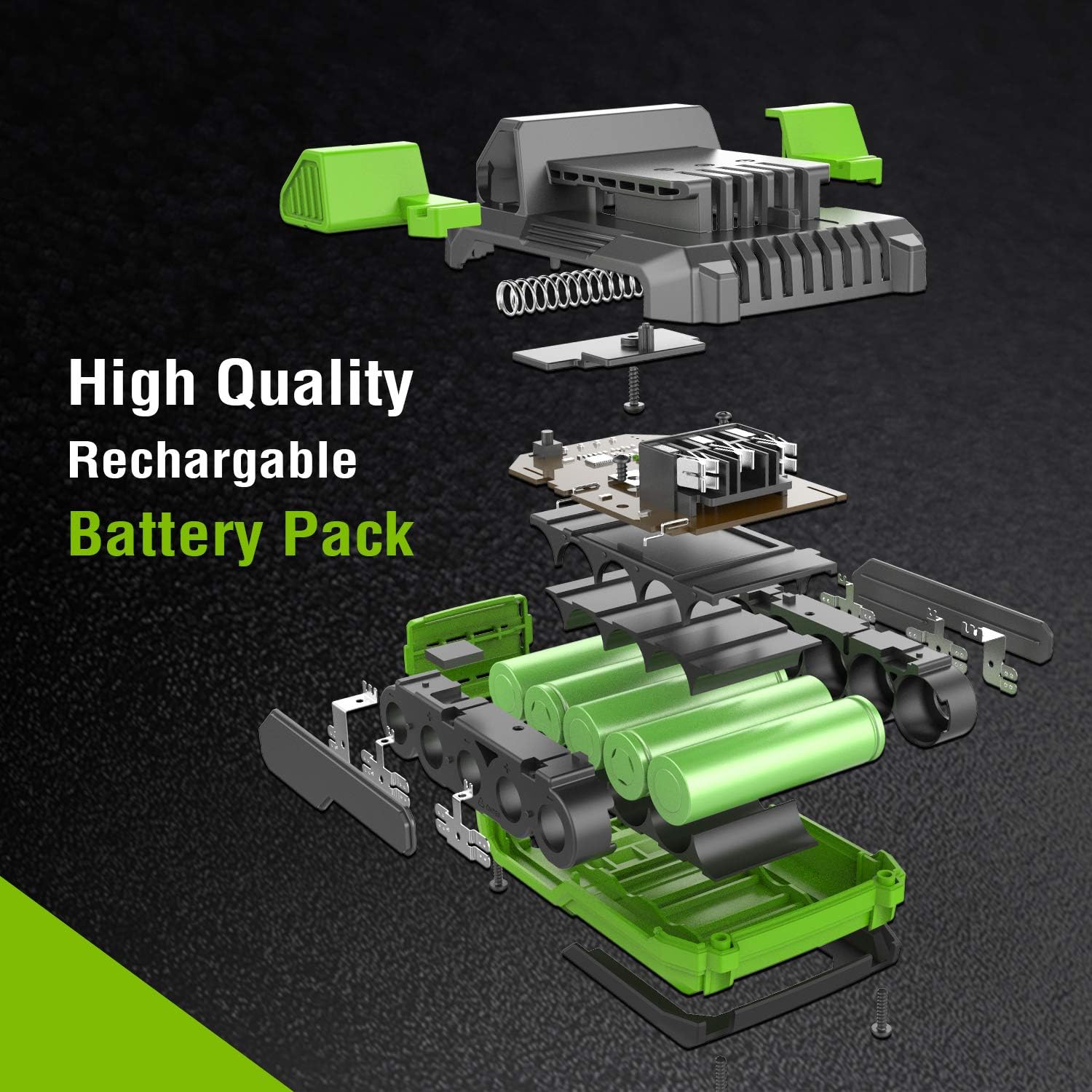Eksploze view of WORKPRO 20V 4.0Ah Lithium-Ion Battery components