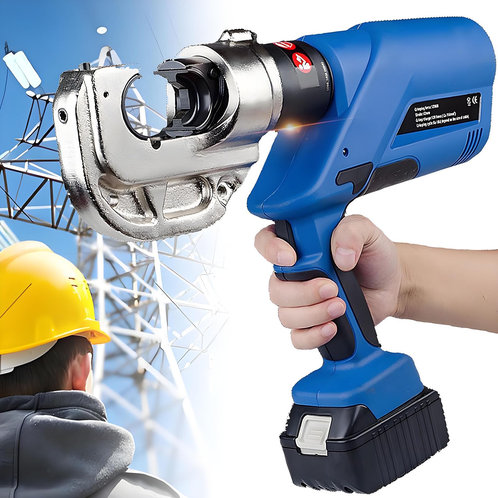 Yxyljoz Battery Powered Hydraulic Cable Lug Crimper Pliers,Electric Hydraulic Wire Crimper,Rechargeable Hydraulic Cable Crimping Pliers,Cable Crimping Tool