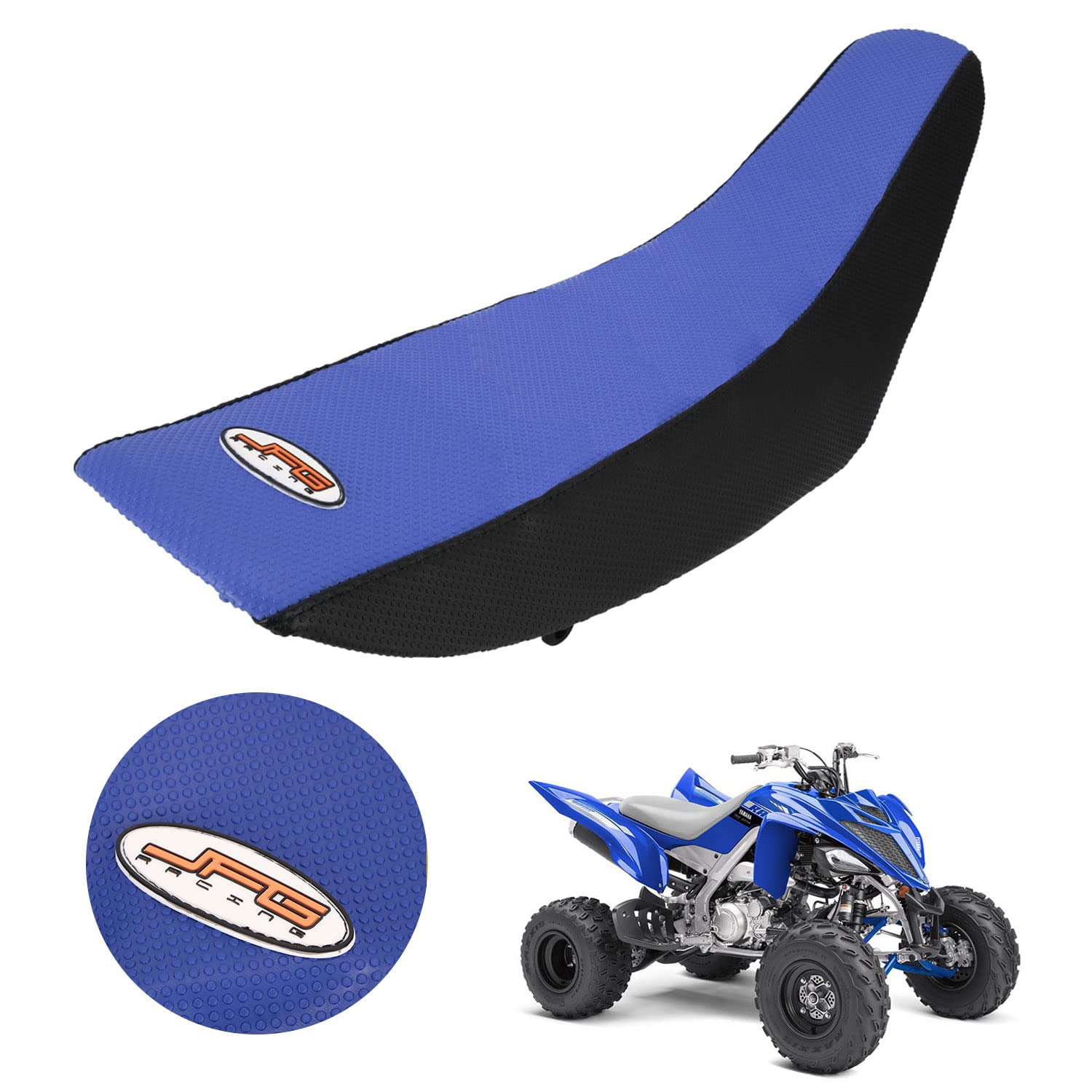 JFG RACING Motorcycle Seat Cover Gripper Soft Rubber for Raptor 700 Raptor 700R 2006-2024 ATV Blue