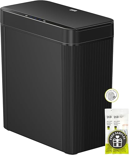 Miniatura 19 de EKO Basurero automático de baño con tapa, cubo de basura delgado sin contacto de 2.6 galones, contenedor de basura impermeable con sensor de