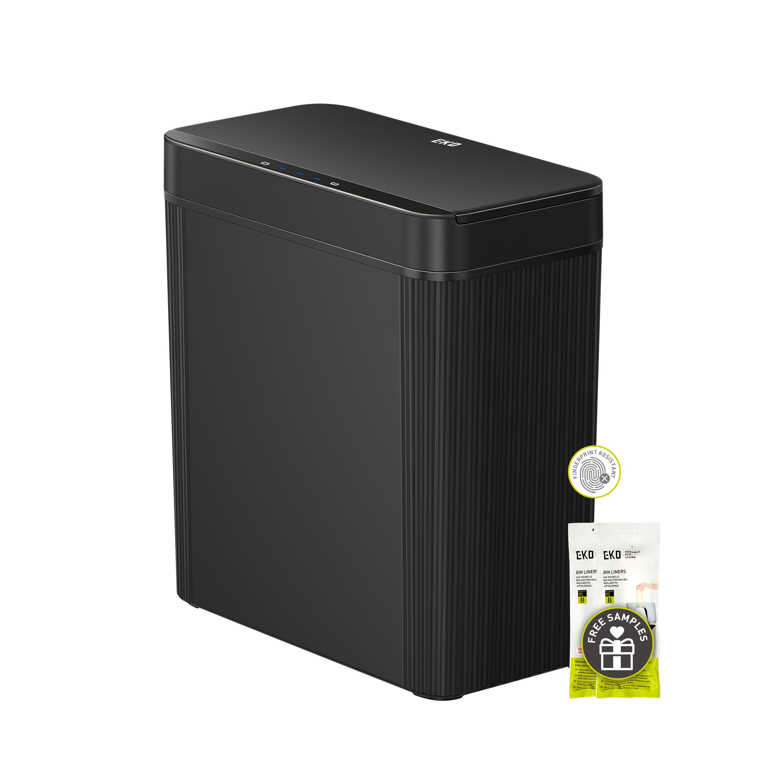 EKO Brio - Cubo de basura con sensor de movimiento, automático, sin contacto, resistente al agua, para cocina, dormitorio y oficina, 10 L, color negro
