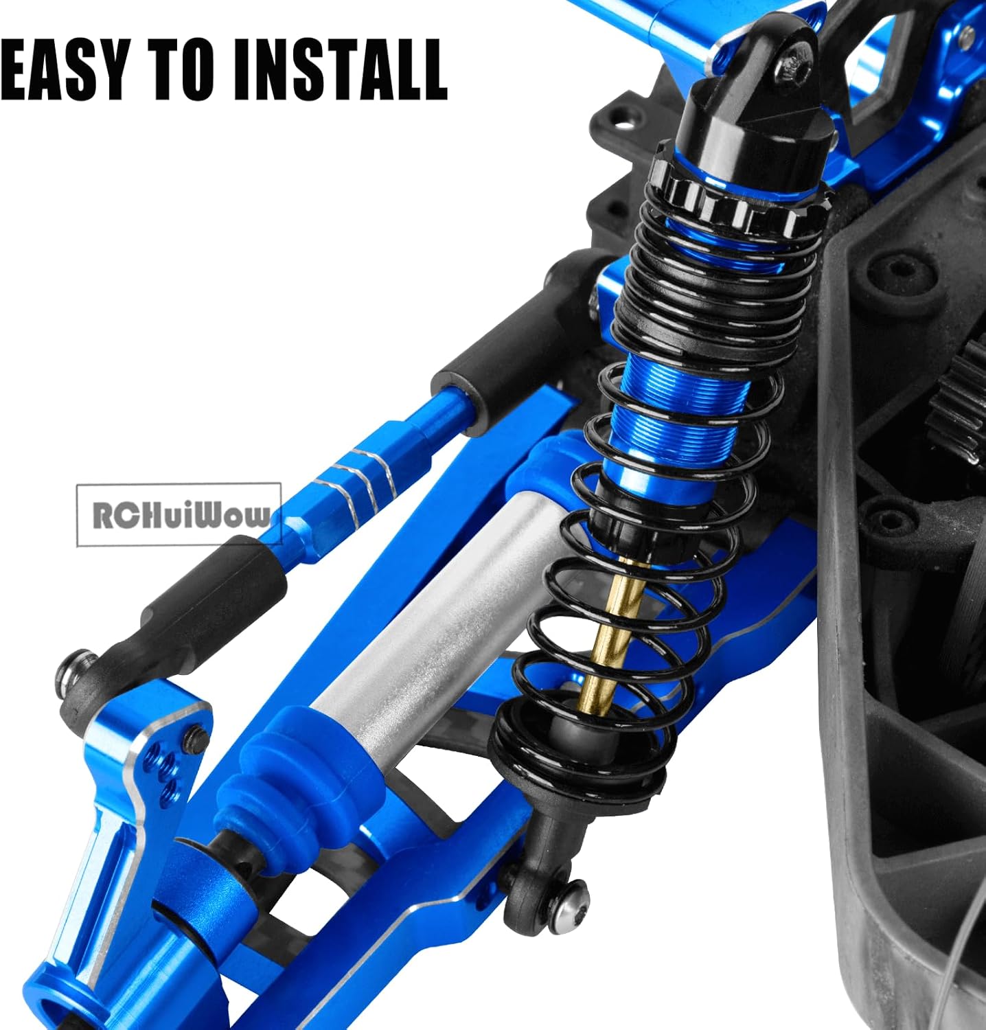 RC Big Bore Shocks Absorber Upgrades Part for 1/10 Slash/Rustler/Stampede/Bandit 4X4(VXL) 4WD,Slash/Rustler/Stampede/Bandit 2WD(VXL),Alloy Aluminium Front Rear RC Shocks 4PCS,Navy Blue