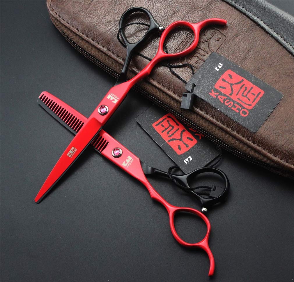 Capelli 6.0 Pollici Mano Sinistra Professionale Parrucchiere Forbici del Barbiere Assottigliamento Cesoie Cesoie Set Giapponese in Acciaio Inossidabile Uomo Donna Home USA
