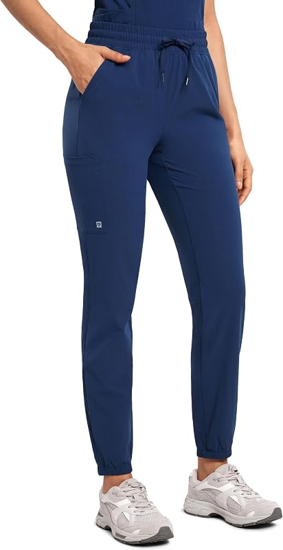 High Waisted Jogger Scrub Pants | Breathable, Lightweigh, Medical, Nurse, Drawstring, Pockets, for Women
