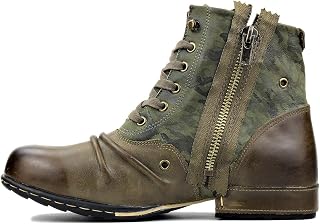 Moto Boots for Men Fashion Zipper-up Leather Chukka Boots Casual Shoes OS-5008-8-US