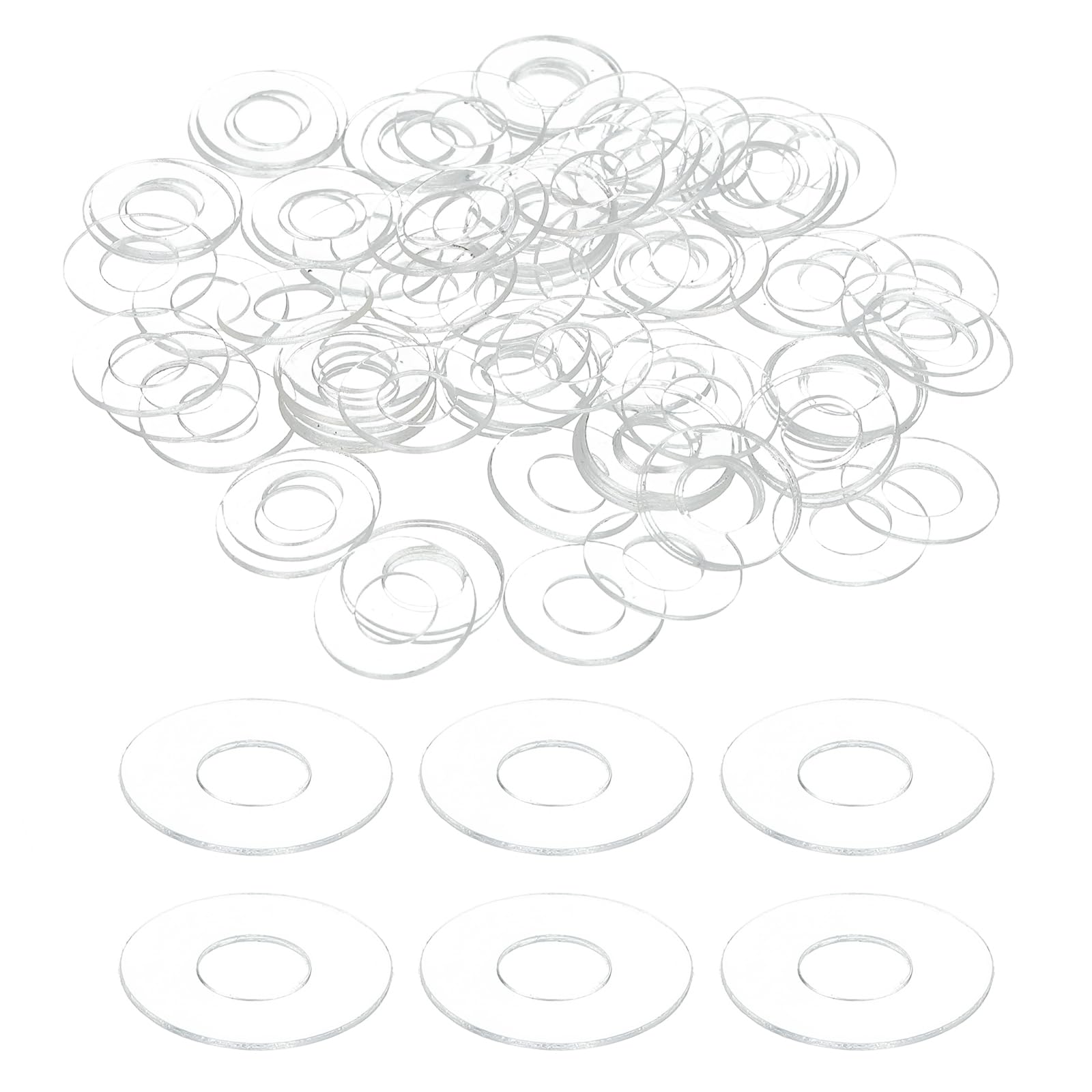 sourcing map 150 Pcs M5 PVC Flat Washers Clear Plain Washer 5mm ID 12mm OD 0.3mm Thick Round Flat Spacers for Screws Bolts Glass Shower Door Handle Bathroom