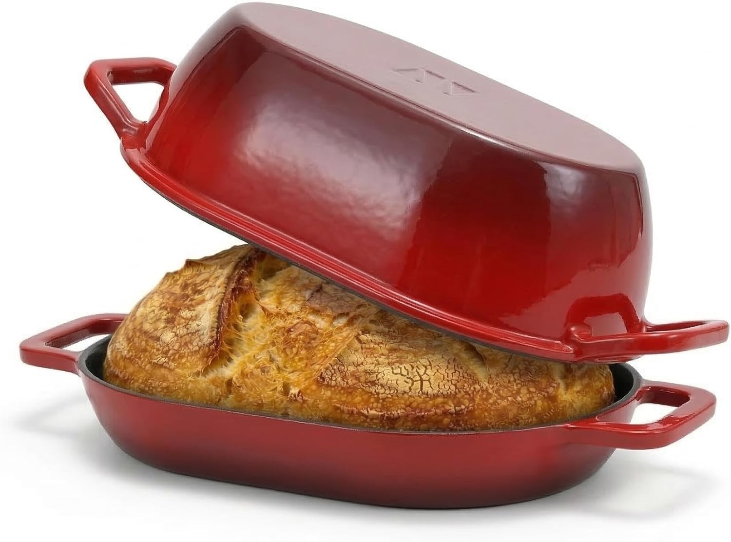 12"x8" Oval Cast Iron Dutch Oven for Bread Baking，Pre-Seasoned Combo Cooker with Lid, Perfect for Sourdough, Artisan Loaves & Family Meals,5 Qt