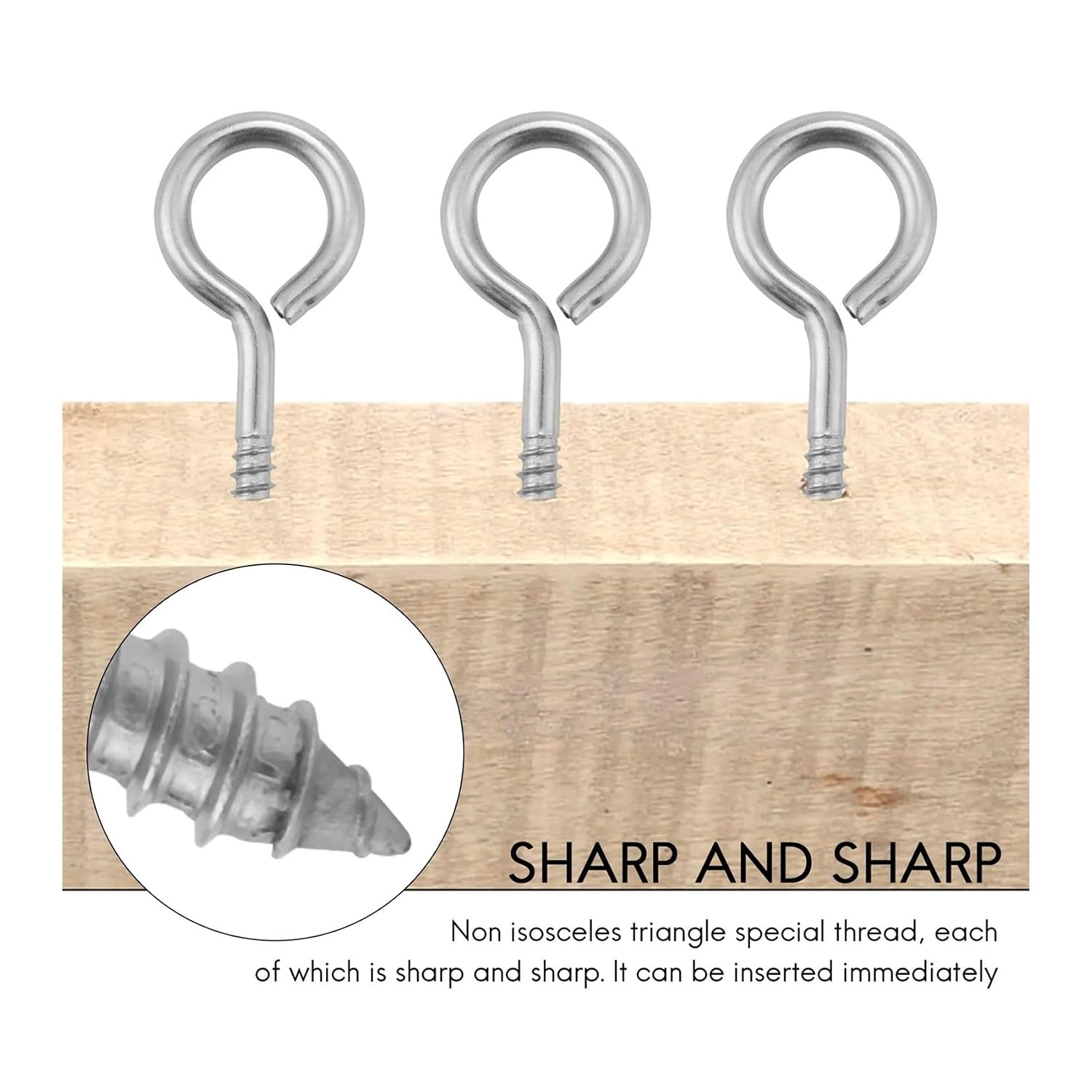 10 Pack Stainless Steel Eye Shape Screws Metal Hook Wood Terminal Ring Eyelet Hooks Self Tapping Screws M6