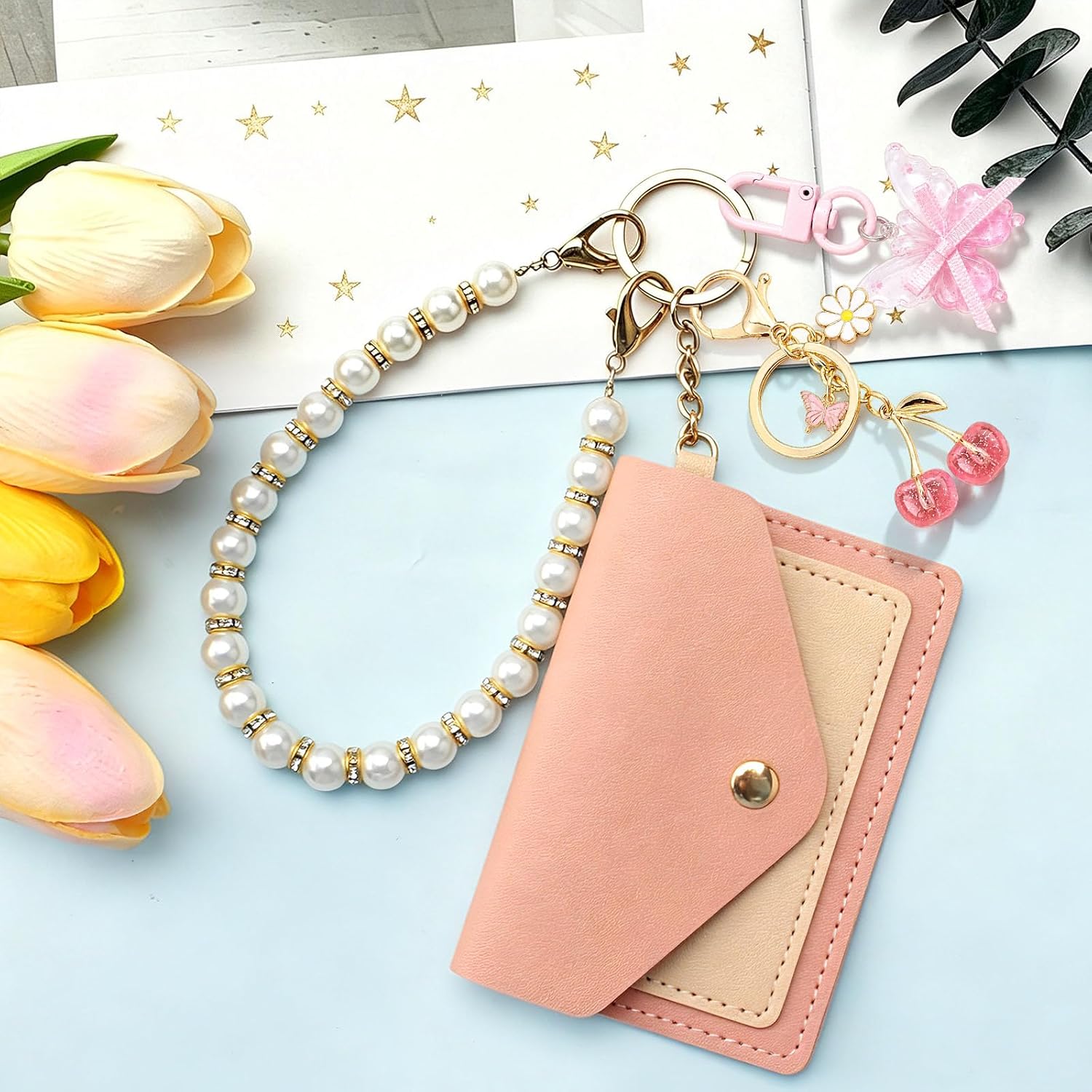 5 PCS Bag Charms for Tote Bags, Purses & Handbags, Cute Cherry Keychain Set image 4