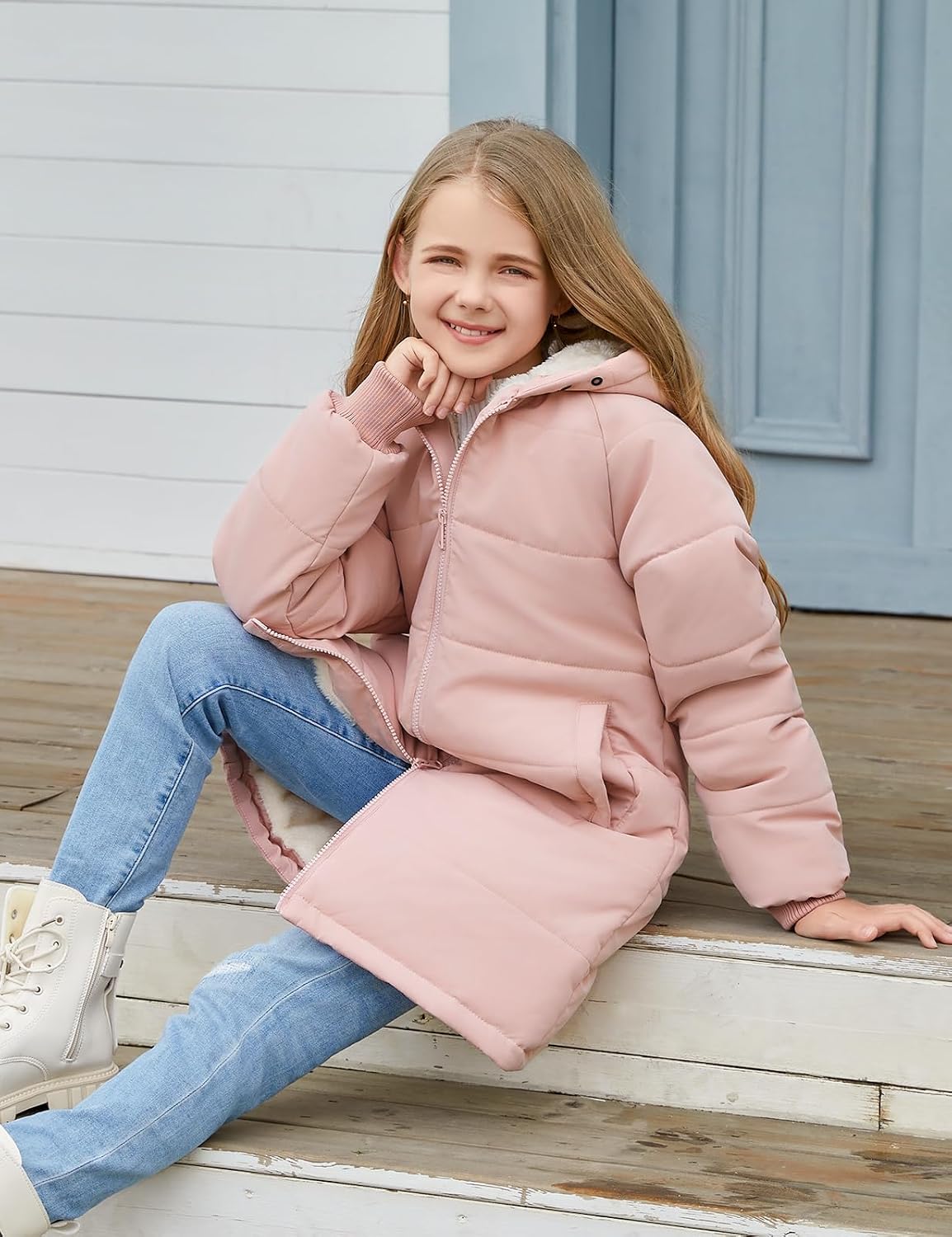 Girls Water-Repellent Winter Down Alternative Long Coat