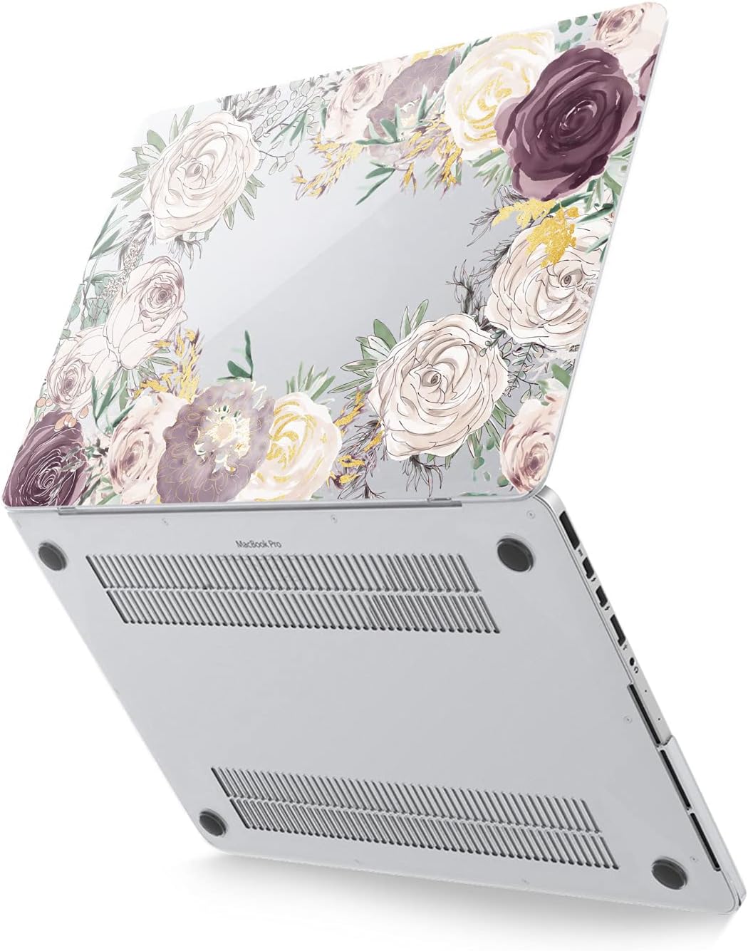 Hard Case Compatible for MacBook Pro 16 14 M3 M2 2023 M1 Pro 13 2022 Air 13 2021 Retina 2020 Mac 11 12 Floral Bouquet Rose Flowers Cover Pastel Design White Purple Laptop Print Protective