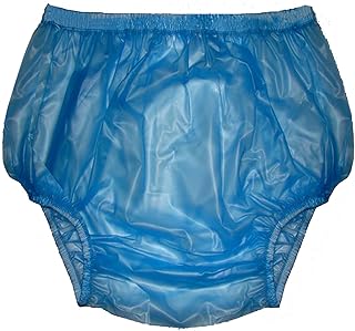 Adult Incontinence Pull-On Plastic Pants Pants/Blue PVC Transparent Underwear/Waterproof Anti-Side Leakage Pants/Adult Pull-On Vinyl Plastic Pants Soft, Quiet Form Fitting