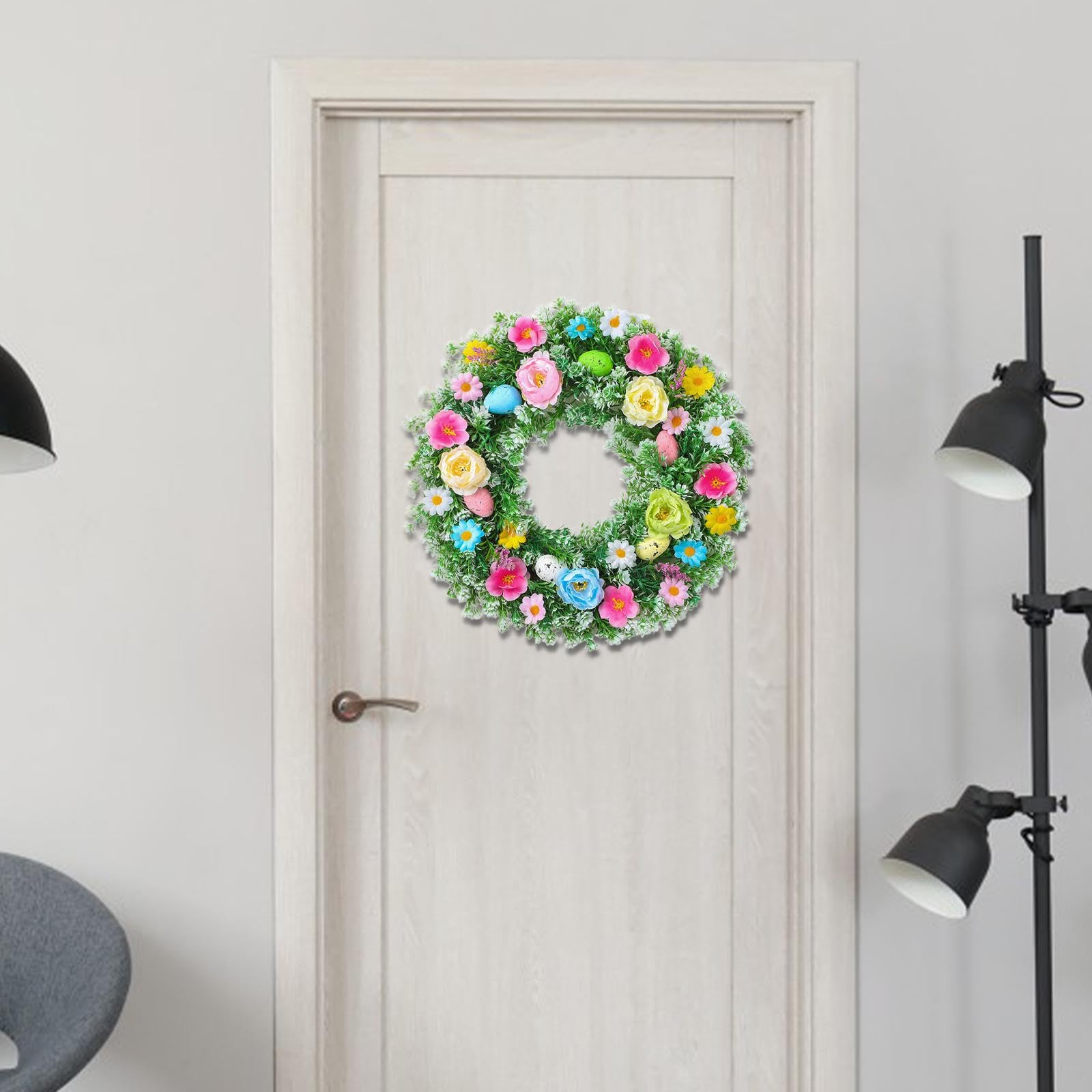Osterkranz Türkranz Kunstblumen Dekorative Eier mit Blättern Schaumstoff Und Stoff Künstlerisch für Atmosphäre für Geschenk Fenster, 45cm