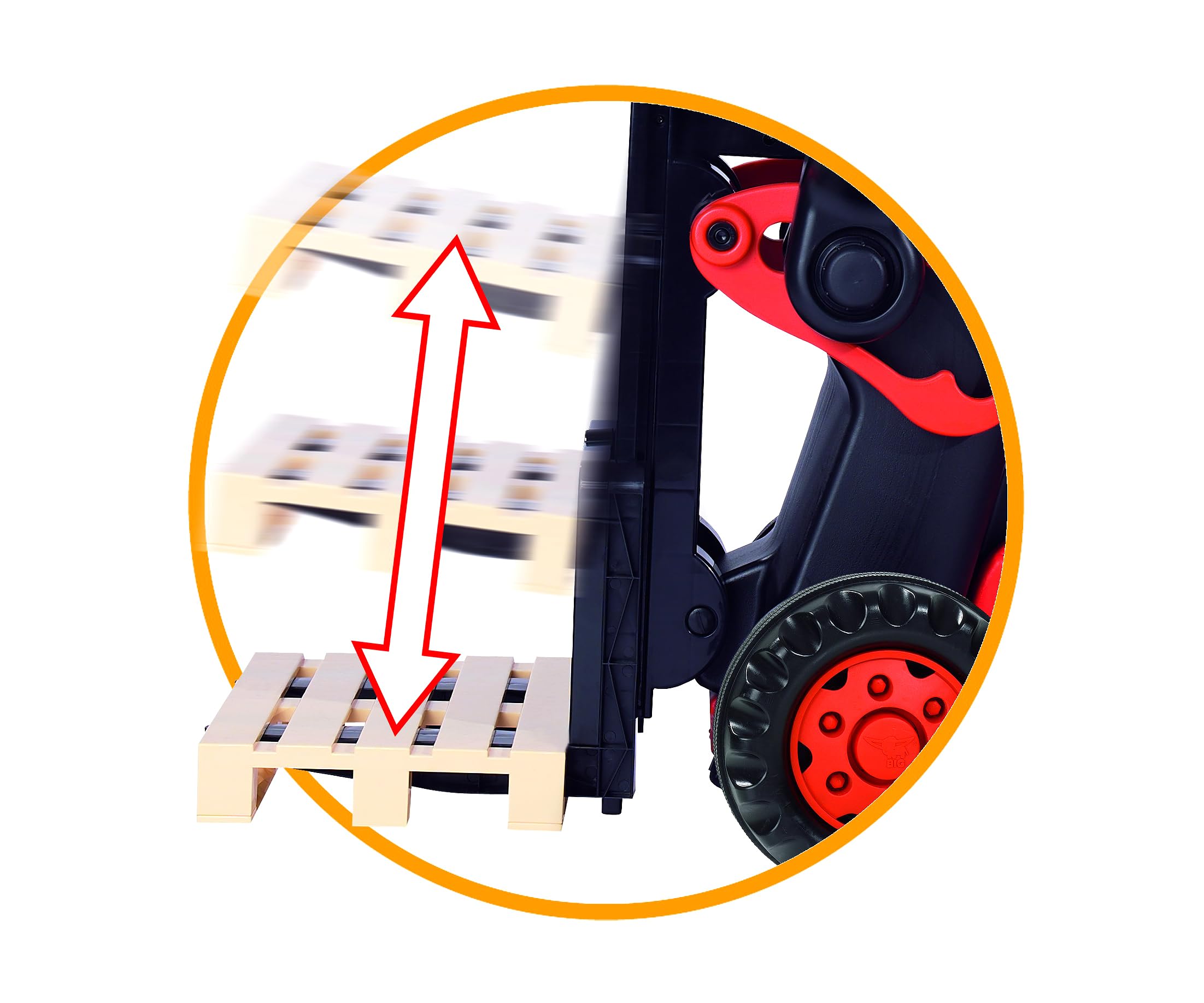 Big - Linde Forklift - Kindergabelstapler, Spielfahrzeug mit Präzisionskettenantrieb, Verstellbarer Sitz, bis 50 kg, Linde Lizenz, für Kinder ab 3 Jahren