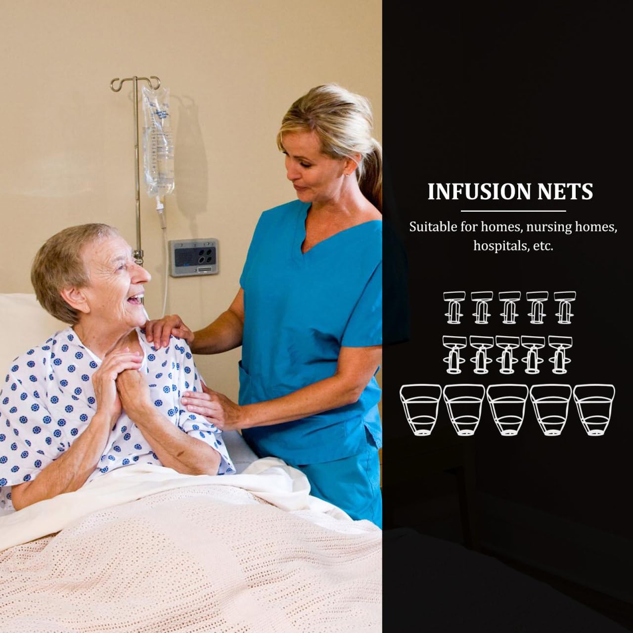 CLISPEED Lot de 45 porte-bouteilles de perfusion réutilisables à suspendre pour solution saline | Filet bouteille suspendu | Porte-gouttes pour solution saline