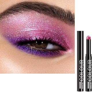 Bright Pink Eye Shadow Pen, Metallic Glitter Cream Eyeshadow Pencil, Shiny Hot Pink Party Eye Color, Smooth Highly Pigmented Easy to Apply for Eyes Makeup for Women