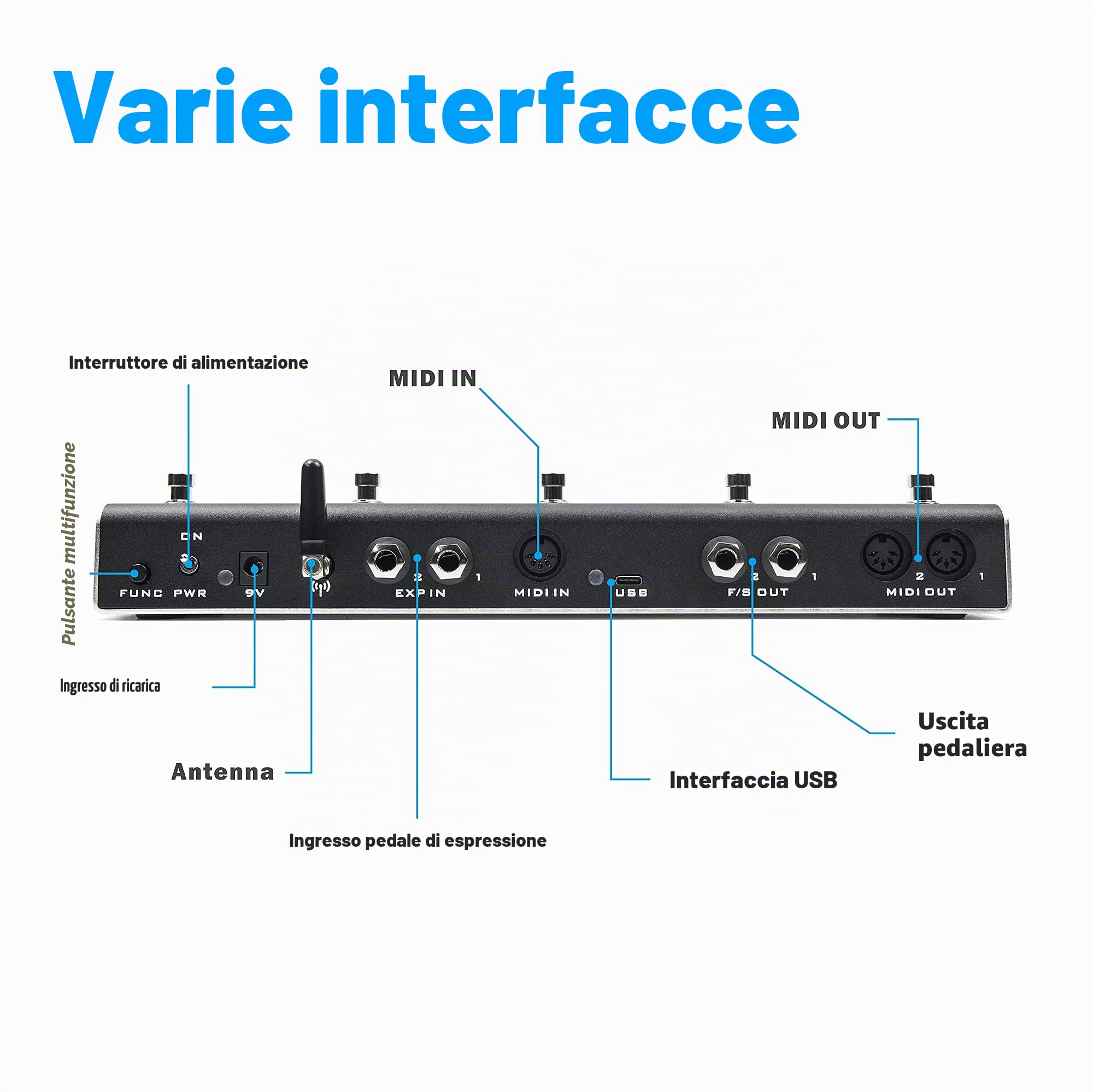 XSONIC Airstep Smart Multi Controller con MIDI, HID, 5 pedali, 2 pedali di espressione, supporto HX Stomp, Quad Cortex, DAW, Plugin, Youtube Video, Page, Atem, vivavoce controller