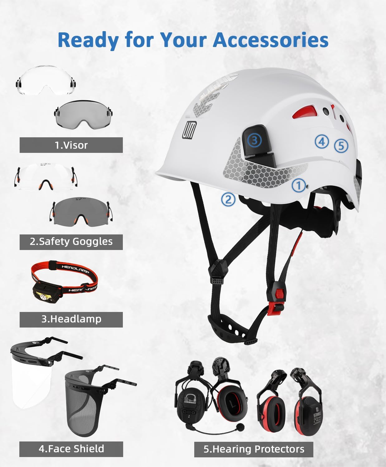 Safety Helmet Hard Hat, ANSI Z89.1 Approved Lightweight Vented Work Helmet, 6-Point Adjustable Ratchet Suspension Hardhat Ideal for Industrial and Construction