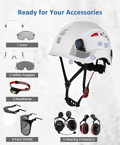 Miniatura 6 de Safety Helmet Hard Hat, ANSI Z89.1 Approved Lightweight Vented Work Helmet, 6-Point Adjustable Ratchet Suspension Hardhat Ideal for Industrial and