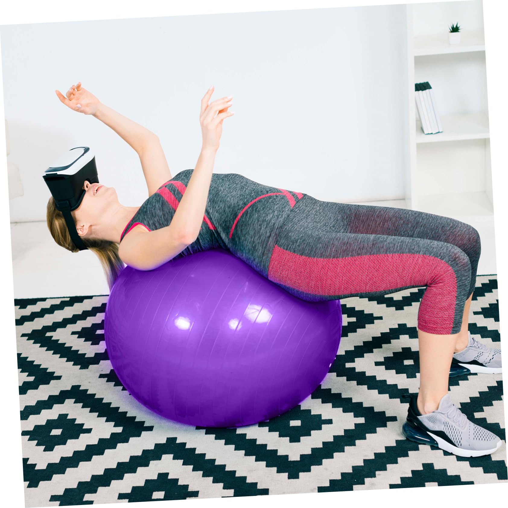 Happyyami Pelota de Yoga de PVC, Púrpura, Resistente al Desgaste, Inflado Rápido, con Inflador para Yoga y Otros Ejercicios