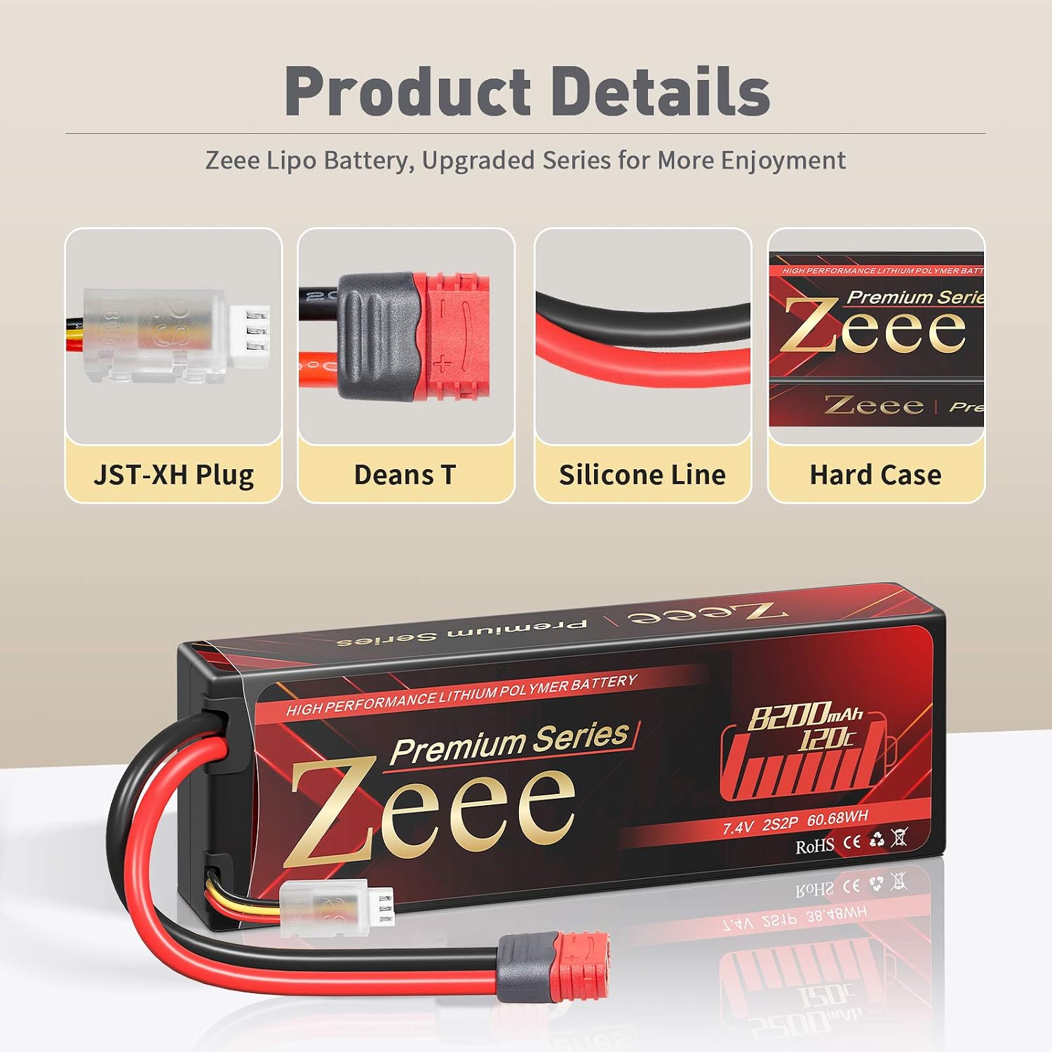 Exclusive Special Zeee Premium Series 2S Lipo Battery 7.4V 8200mAh 120C Hard Case Battery Deans T Connector with Housing for RC Car Truck RC Truggy RC Boat Helicopter