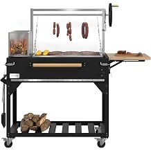 KoolMore 72 in. Charcoal and Wood BBQ Grill, Santa Maria Argentine Style Grill with Adjustable Grate, Heavy Duty, in Black