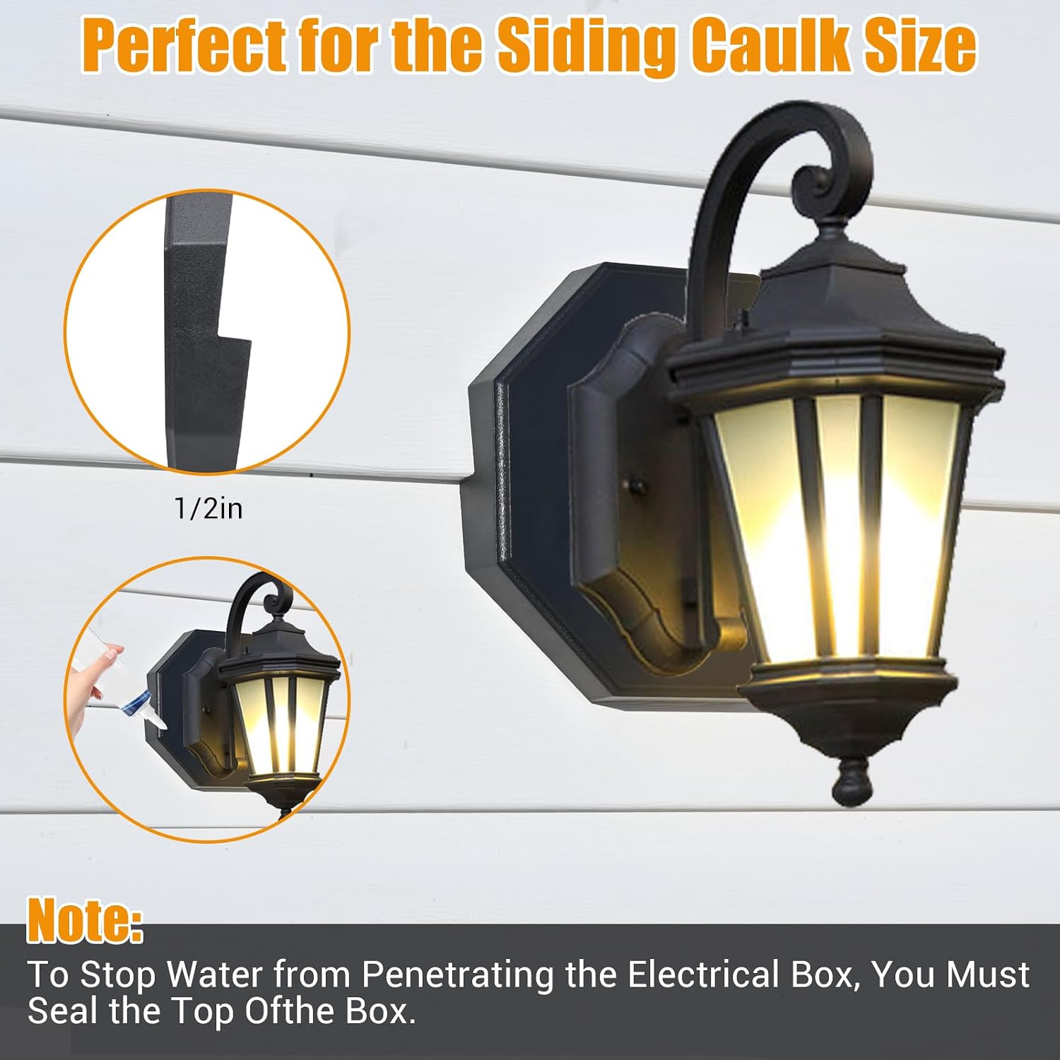 Vinyl Siding Mounting Blocks,Vinyl siding Outlet Box,Outdoor Light mounting Block for Outdoor Lights on 1/2" Lap Siding, Built-in Electrical Box (Black, 1)