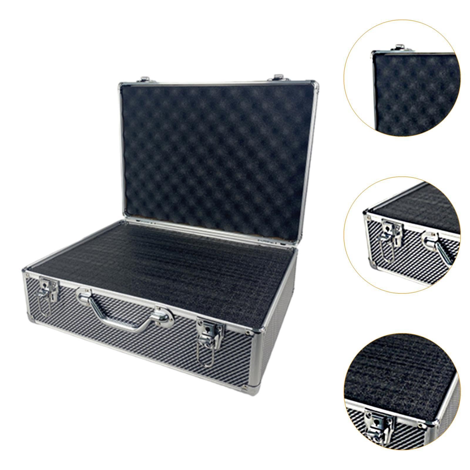 Maletín de Transporte Manual, Estuche de Almacenamiento, Estuche para Equipos, Maleta con Estructura de Aleación Y Acolchado de Espuma Protectora para, Plata, 36 X 26 X 15 Cm