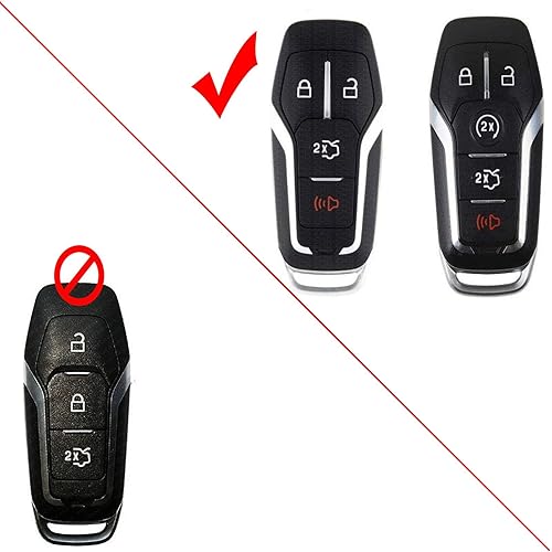 Miniatura 2 de Xotic Tech - Carcasa para llavero con diseño de fibra de carbono, color negro brillante, compatible con Ford Fusion Mustang F-150 Raptor F250