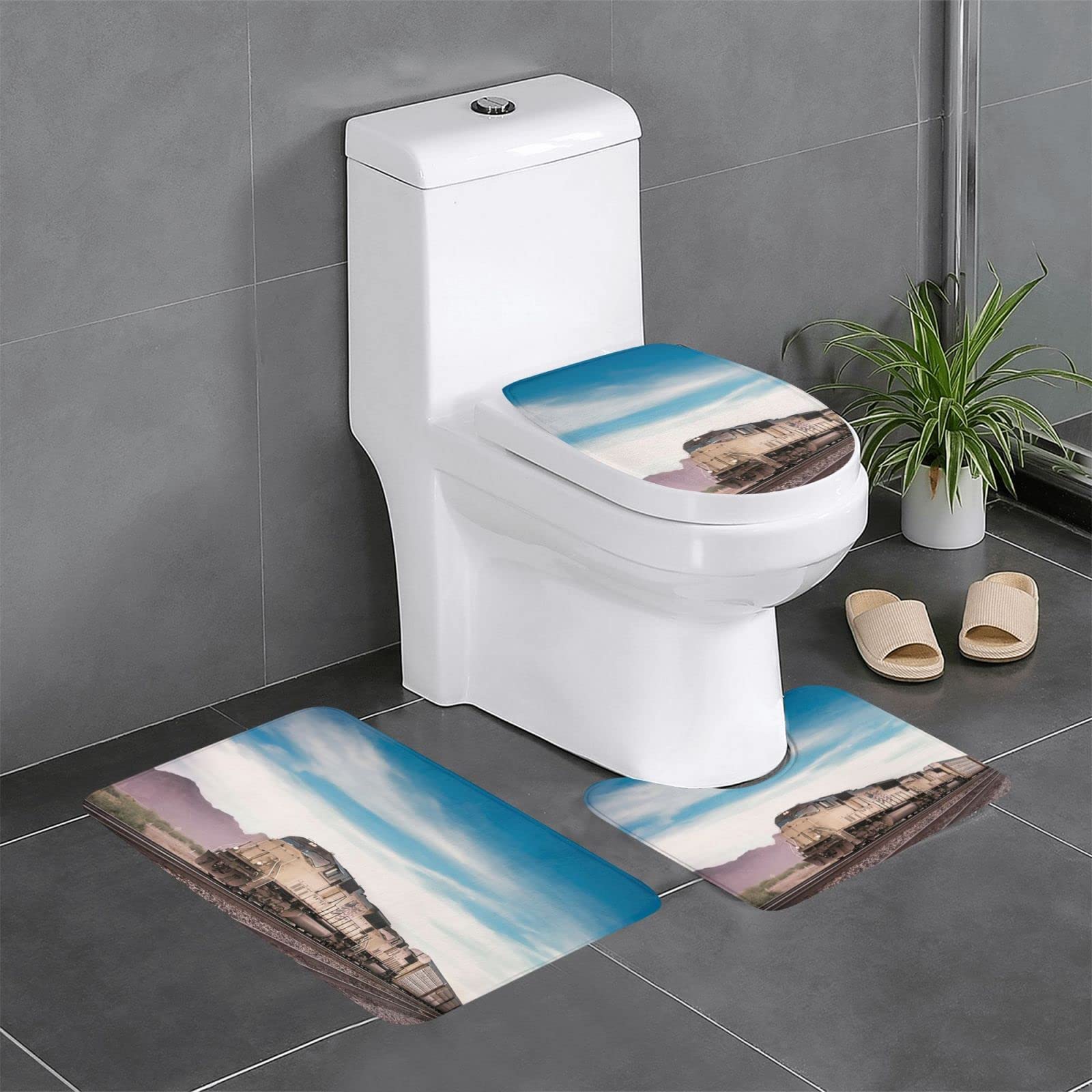 Tapis de bain train de fret ensemble de 3 pièces pour wc et douche