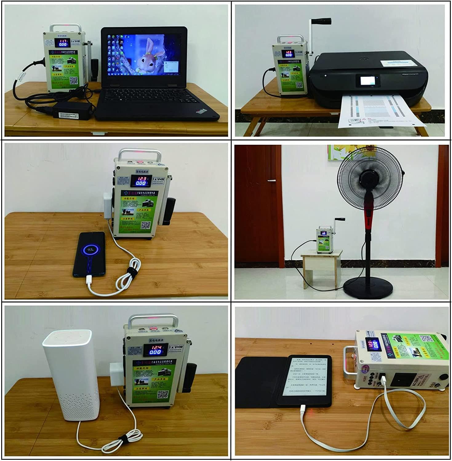 Multifuncional Generador Eléctrico de Emergencia 500w,Generador Manivela,Ideal para Uso en jardín,Exterior y hogar