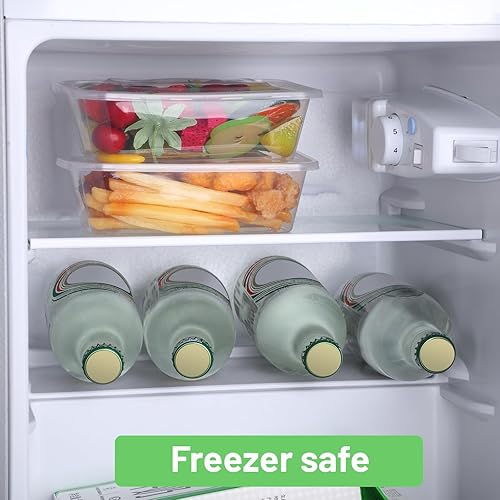 Miniatura 6 de Bokon 60 recipientes de plástico para preparación de comidas con tapa, contenedores desechables transparentes para almuerzo, caja apilable para