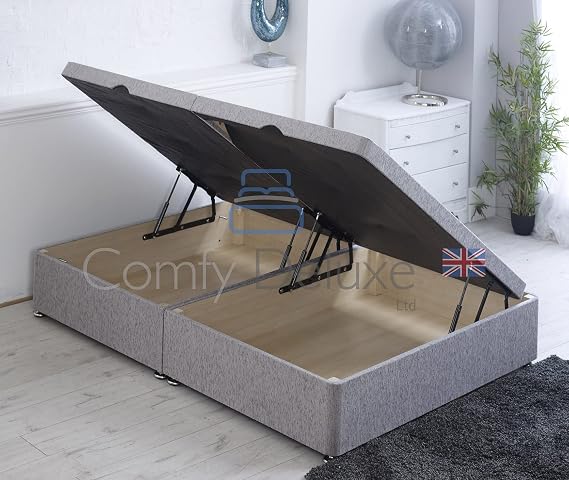 Plush Velvet Side Lift Open Ottoman Storage Divan Bed With 1000 Pocket Royal Mattress And Florence Buttoned Headbaord | Premium Ottoman Divan Bed Set (6.0FT Super King (182cm X 201cm), Black)