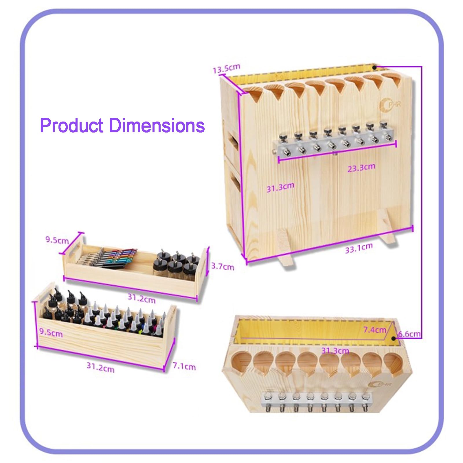 Soporte De Mesa De Madera para Aerógrafo, Divisor De Manguera De 8 Vías, con 2 Cajones, Capacidad para hasta 8 Aerógrafos De Alimentación Lateral/por Gravedad Y De Gatillo