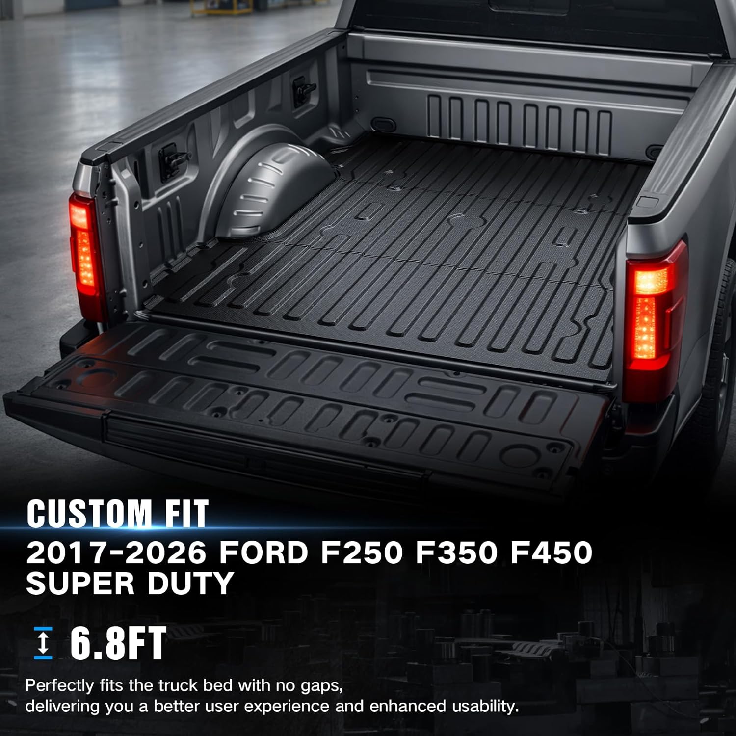 YZONA Custom Fit Truck Bed Mat for 2017-2026 Ford F250 F350 F450 Super Duty 6.8FT Bed (81.9 in) – Heavy Duty TPE Bed Liner, Anti-Slip, All Weather Protection, Laser Measured