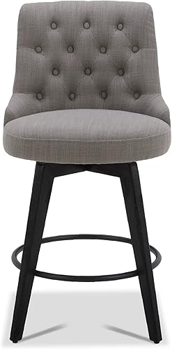 Miniatura 6 de Taburetes de bar a la altura del mostrador Watson & Whitely, con tapicería de tela Performance, modernos, giratorios, con respaldo, con patas de